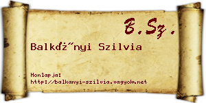Balkányi Szilvia névjegykártya