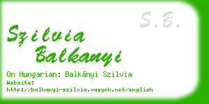 szilvia balkanyi business card